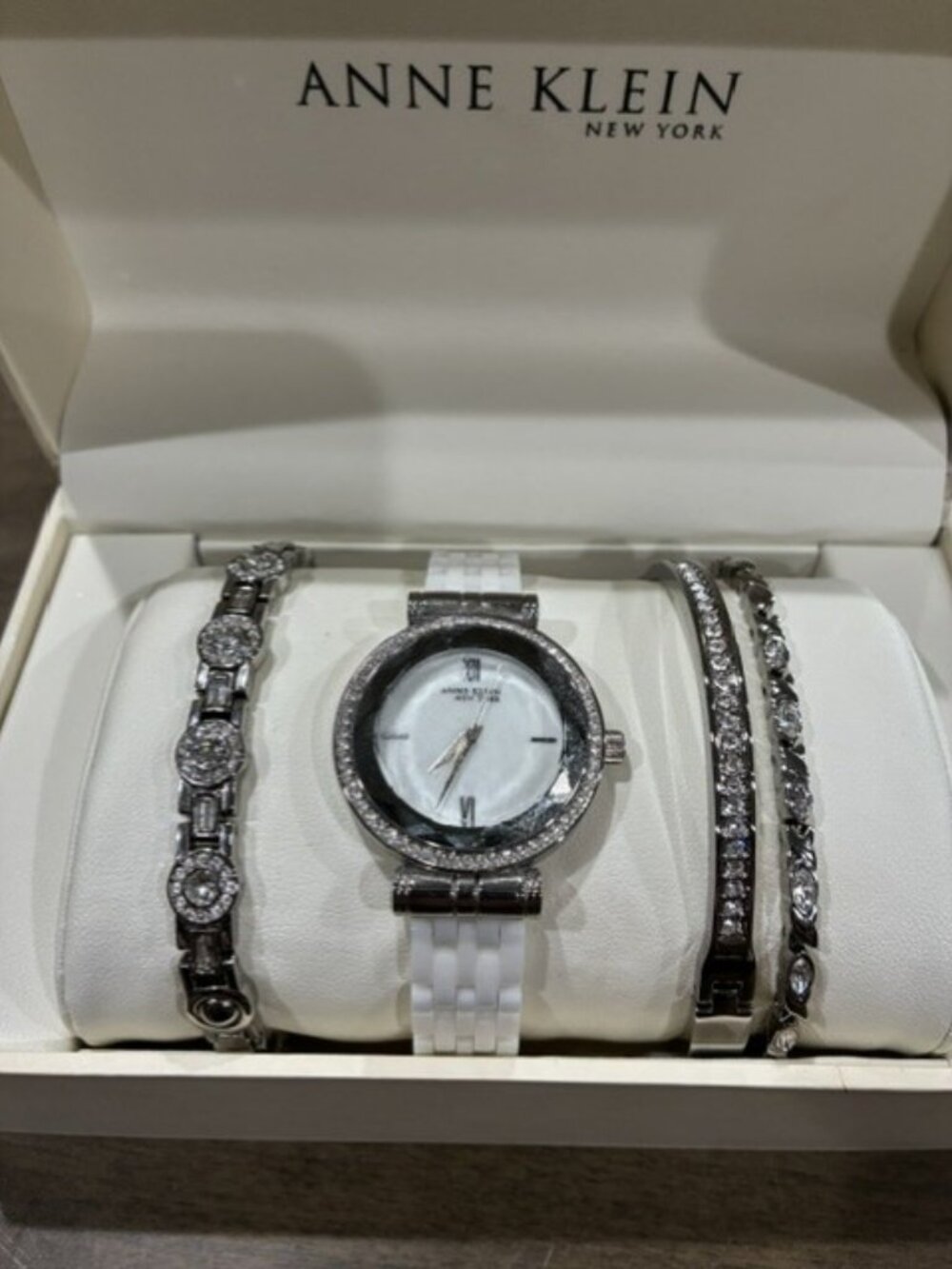 Anne Klein Watch & Bracelet Set – Silver Tone